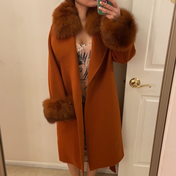 Pissenlit Wool+Cashmere, fox fur coat. S - Picture 9 of 15